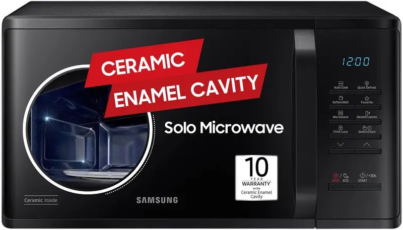 Samsung  Samsung 23 L Auto Cook Programs, Child Safety Lock, Memory Feature, Deodorization Solo Microwave Oven (MS23A3513AK, BLACK)