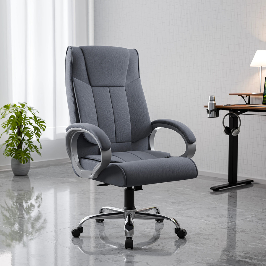 GREEN SOUL Kiev Orthopedic Office Chair | Ergonomic Design with Rocking Function Fabric Office Executive Chair (Grey,
